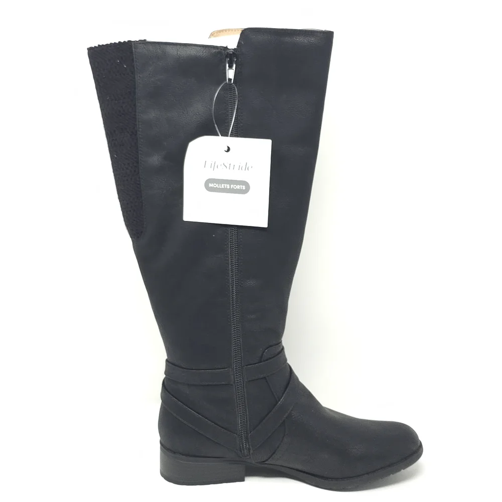 LifeStride Xtrovert Black Wide Calf Riding Boots  Water-Resistant - Picture 5 of 12